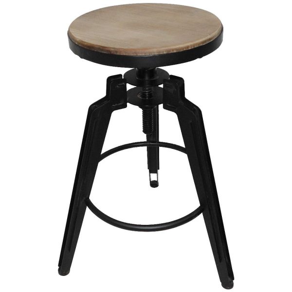 Counter Height Stool Set of 2, Solid Fir Wood, Rustic Brown, Black Discount - Image 2