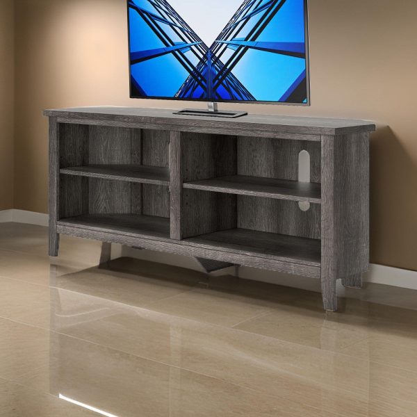 Ashley Faye Corner TV Media Console | 4 Shelves | 58  Rustic Gray Faux Wood Cheap