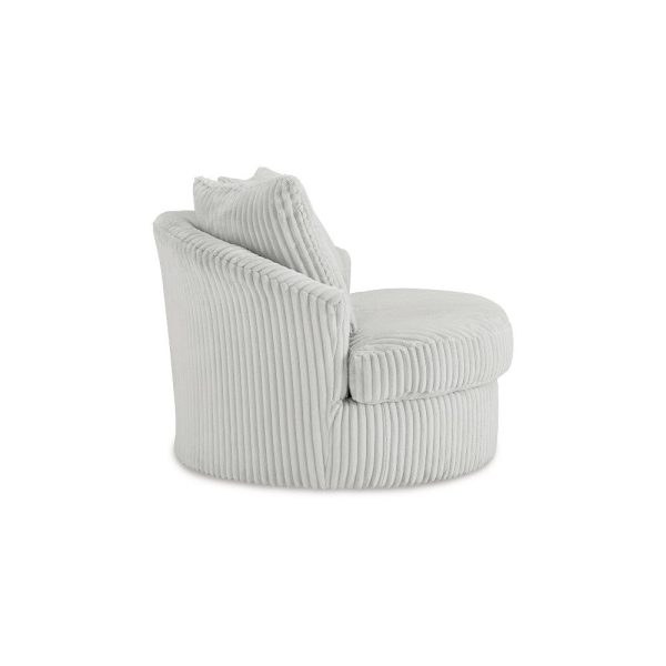 Ashley Amwe Swivel Accent Chair | White Corduroy | 45  | Curved Design Sale - Image 4