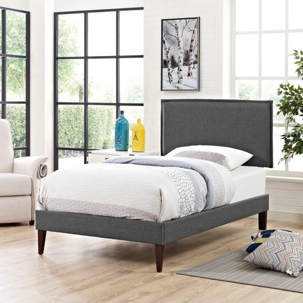 Camille Fabric Twin Platform Bed with Squared Tapered Legs by Modway Hot on Sale