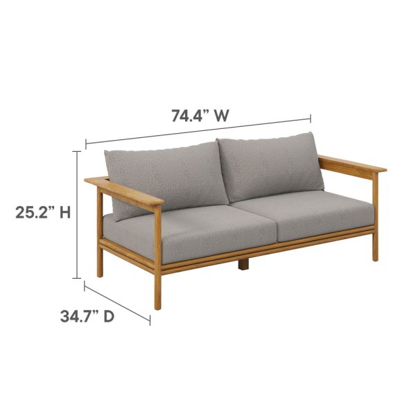 Wren 2-Piece Outdoor Patio Teak Wood Sofa and Ottoman Set by Modway Online now - Image 3