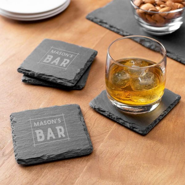 Personalized Man Cave Slate Coasters - Set of 2 Cheap - Image 4