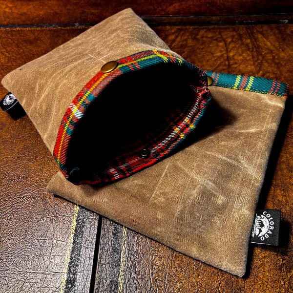 Set of Two Medium Handmade Waxed Canvas and Wool Ditty Bags Sale - Image 2